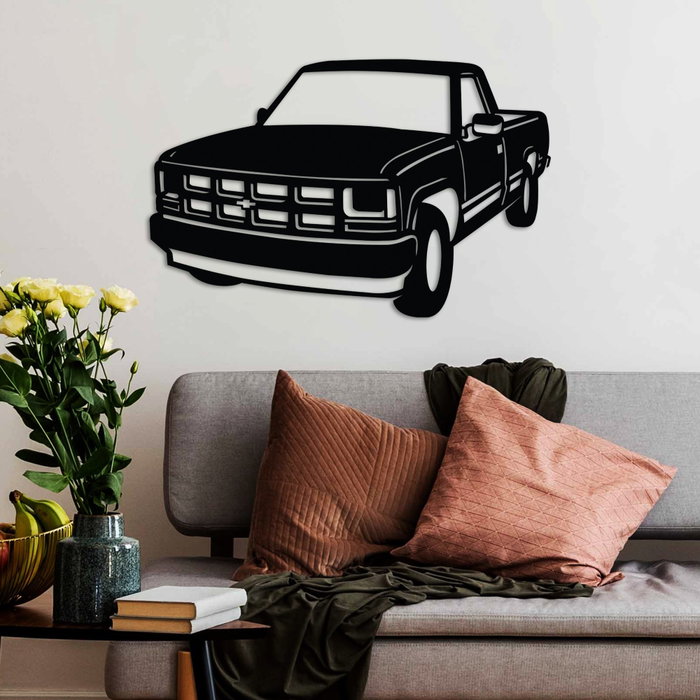 Wallity Chevrolet C-K (1994 - 1996) Escultura de pared de metal negra Wallity Chevrolet C-K (1994 - 1996) Escultura de pared de metal negra